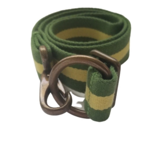 J. Crew Preppy Green Gold Fabric Belt S/Medium